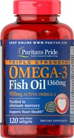 Американский пуританский трехкратный концентрированный рыбий жир 1400 мг 120 зерна EMG-3 EPA+DHA Omega-3