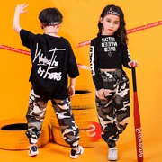 Bộ đồ khiêu vũ đường phố ngụy trang cho trẻ em gái biểu diễn nhạc jazz thực hành quần áo trẻ em hiphop - Trang phục