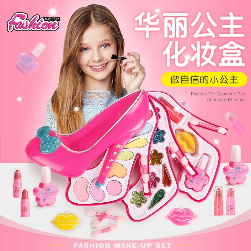 Girl Princess Makeup Case An toàn Không độc hại Trẻ em Chơi Nhà Đồ chơi Quà tặng Trẻ em Mỹ phẩm Hiển thị Trang điểm - Đồ chơi gia đình