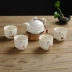 Bộ ấm trà gốm Kung Fu Một nồi Bốn ly Trà Quà tặng Hộp quà tặng Đức Hoa Ngọc trắng sứ hộ gia đình cầm tay - Trà sứ bộ ấm chén cao cấp Trà sứ
