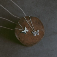 Брахма для ручной работы- «Девушка-бабочка» Ретро 925 Серебряная бабочка Краткое ожерелье