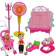 Barbie giường búp bê Công chúa giường 1 đến 10 nhân dân tệ đôi giường Barbie đồ nội thất đặt đồ chơi phụ kiện Daquan