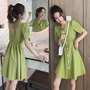 Mùa hè 2019 mới nhỏ nước hoa váy cổ tích siêu rừng cổ tích bơ matcha cotton xanh và đầm lanh nữ - Sản phẩm HOT váy bầu công sở