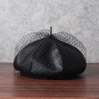 Полиуретановый демисезонный ретро берет, элегантная модная черная шапка