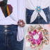 Nhật bản và Hàn Quốc khăn lụa khóa hoang dã dual-sử dụng khăn choàng khóa trâm mùa hè quần áo góc thắt nút phụ kiện áo sơ mi khóa quần áo Trâm cài