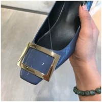 Дымка синяя патентная кожа (плоская и 2 см)