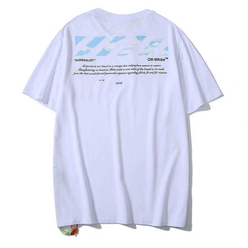 335 White20ss summer Chaopai OFF WHITE Graffiti Gradients starry sky easy Short sleeve T-shirt men and women Couples dress OW Half sleeve