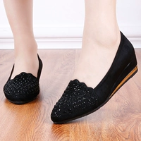 Весна и осень Новая старая пекинская ткань обувь средние каблуки женская обувь мода с помощью бриллиантовых склонов для обуви