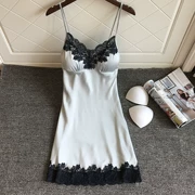 2018 new nightdress nữ mùa hè sexy với ngực pad đồ ngủ ren có thể mặc băng lụa mùa hè ngực nhỏ phần mỏng cám dỗ