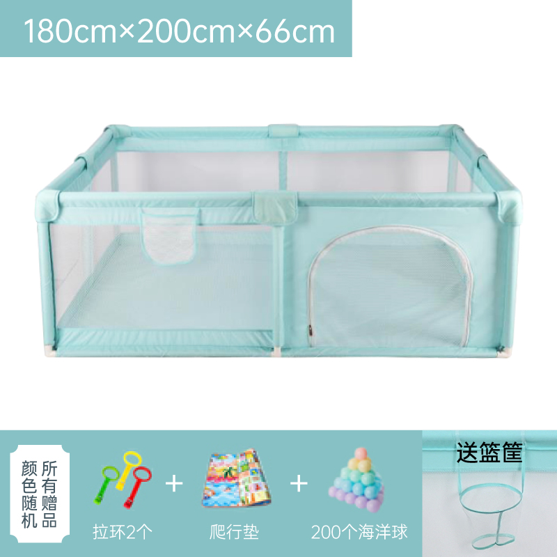 Mint Green (1.8 * 2) 200 Balls + Creeping Matbaby baby game enclosure crawl Learn to walk fence children indoor a living room Creeping mat security Protective fence household