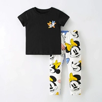 Мультяшная футболка с коротким рукавом, хлопковый топ, летний комплект, летние детские леггинсы