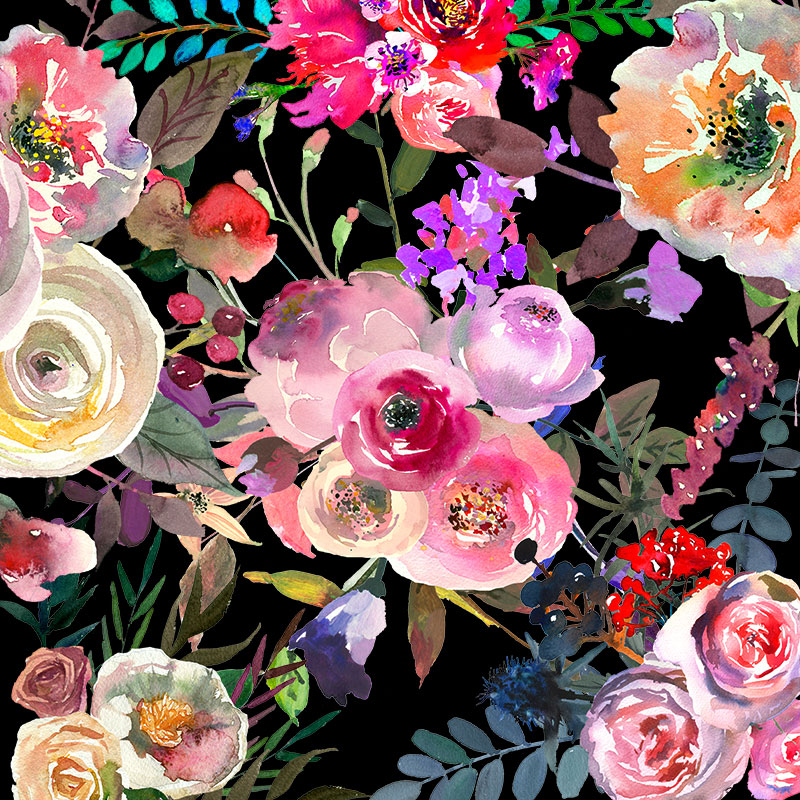 玫瑰月季花朵花卉叶子手绘水彩剪贴画插画PNG免扣设计装饰素材