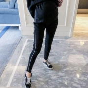 Quần legging bà bầu 2018 thu đông mới cộng với quần nhung dày, quần ống rộng mặc quần dạ dày