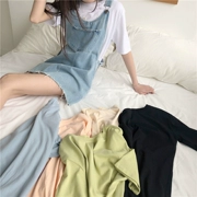 Áo phông mùa hè màu xanh lá cây tay ngắn nữ 2019 áo mới lỏng lẻo Nữ sinh viên nửa tay áo thun in hình thủy triều - Áo phông