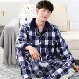 Mùa thu dày và mùa đông flannel đồ ngủ nam dài tay ấm chia tách lông cừu bộ đồ dễ thương cho nam nữ