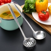 Dày 304 thép không gỉ muỗng súp colander đặt phòng bếp gia đình lẩu muỗng cháo muỗng canh tay cầm dài muỗng - Phòng bếp