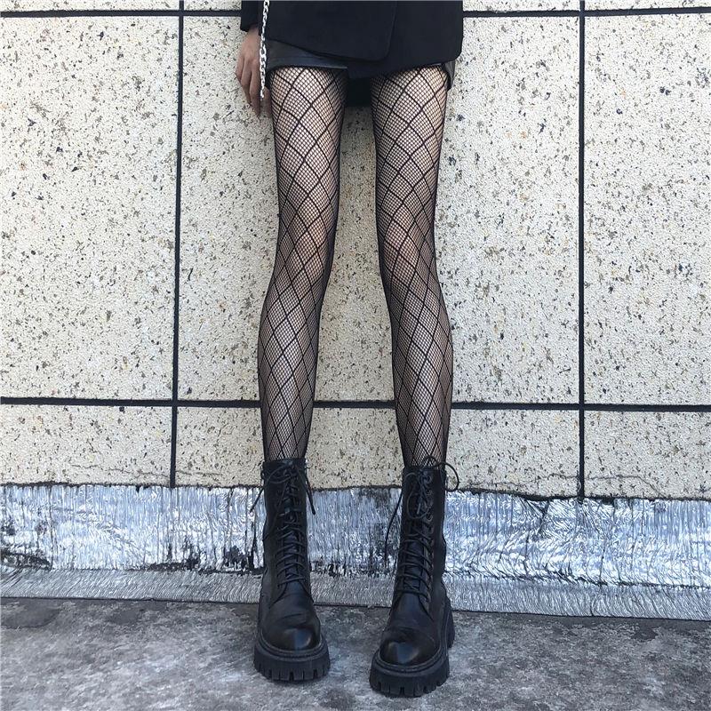 Small GridInternet celebrity bow Black pantyhose female black Fishing net Socks Autumn and winter Pantyhose Thin ins winter solar system JK