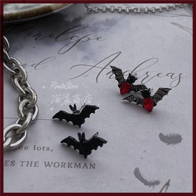taobao agent Earrings, small silver needle, Lolita style, punk style, halloween