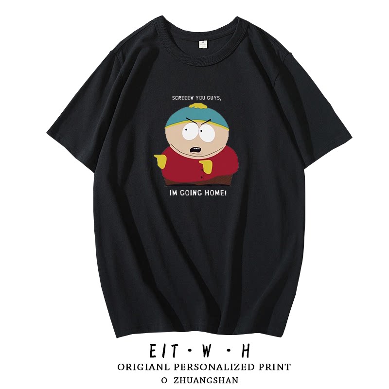 Футболка South Park с надписью Южный Парк, Kenny в коротком рукаве, одежда вокруг Kenny, полурукавная футболка