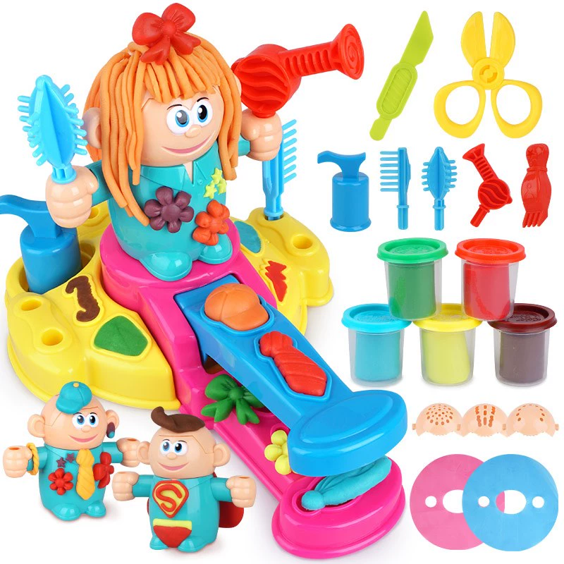 Douyin net đỏ đồ chơi cắt tóc đồ chơi trẻ em Douyin cắt tóc chơi đất sét màu với plasticine cắt tóc búp bê - Đất sét màu / đất sét / polymer đất sét,