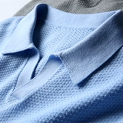 Noida mùa hè-pin jacquard cotton knit kinh doanh bình thường burst đẹp trai chic ve áo ngắn tay T-Shirt nam M127