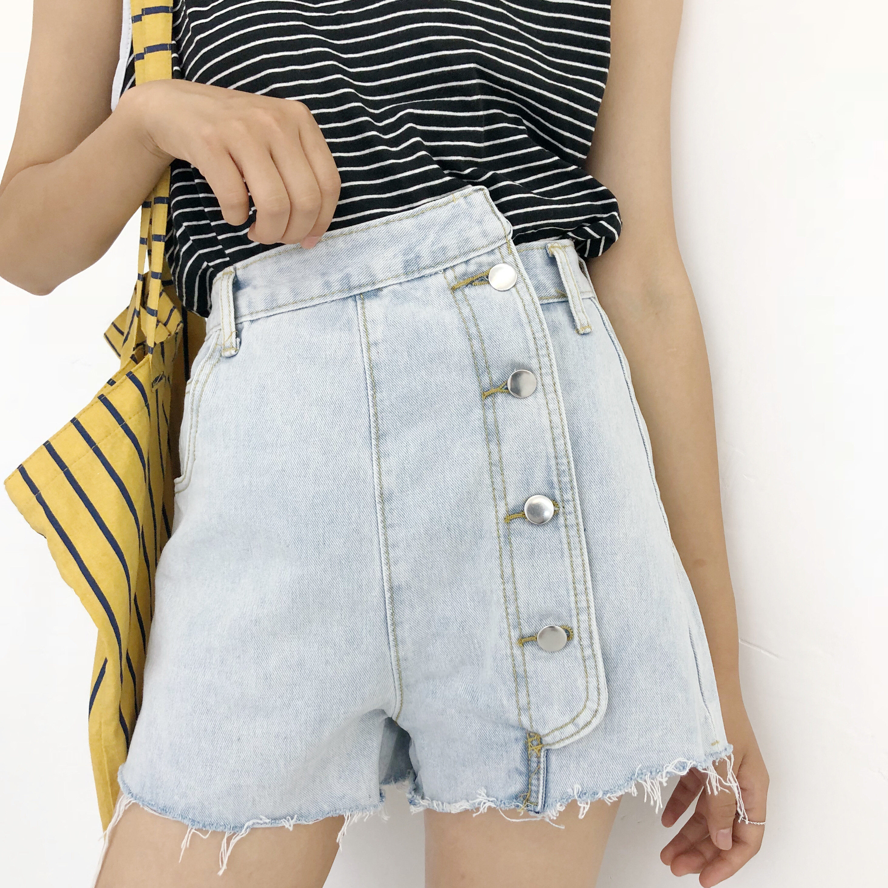 牛仔短裤女夏新款高腰显瘦个性宽松阔腿港味复古chic超短热裤891