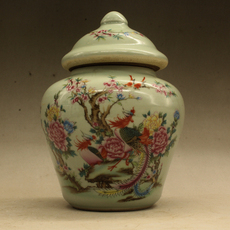 Горшок （促销）清光绪粉彩祥凤来仪将军罐 古玩瓷器 古董 做旧瓷器收藏