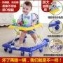 Bé sơ sinh con toddler walker 6 7-18 tháng con đa chức năng chống rollover tay đẩy có thể mất âm nhạc xe gỗ tập đi