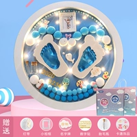 Подарочная коробка круглая рама + синяя краска + теплый свет + цифровой