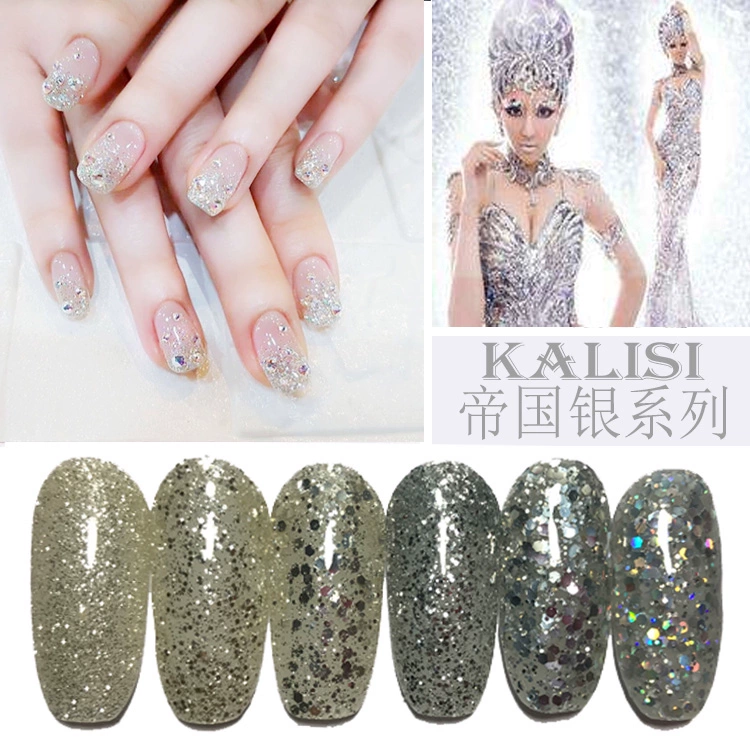 Carliss Nail Art New Flash Diamond Empire Silver Koodan Phototherapy Nail Polish Glue Lasting Bright Platinum Set - Sơn móng tay / Móng tay và móng chân