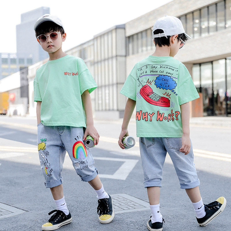 Quần áo trẻ em bé trai mùa hè phù hợp với bé trai lớn trẻ em đẹp trai tay ngắn mùa hè mới mùa hè 2020 xu hướng mới - Bộ đồ