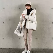 2018 phiên bản Hàn Quốc của áo khoác mùa đông dày cotton quần áo oversize dây kéo lỏng lẻo trùm đầu dịch vụ bánh mì nữ thủy triều