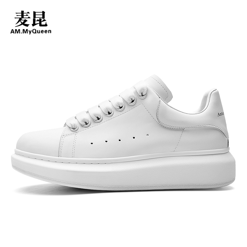 All WhiteMcQueen Little white shoes female 2021 Spring genuine leather Women's Shoes summer new pattern Internal elevation Thick soled shoes Versatile shoes male summer