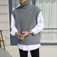 MRCYC Hàn Quốc phiên bản của cao cổ áo đan áo len nam lỏng đầu hoang dã side chia ngã ba trở lại twist dệt vest áo khoác nam đẹp