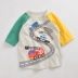 Quần áo trẻ em tay áo bảy điểm nam trẻ em bé 3 tuổi xe mùa thu Nhật Bản tay áo Nhật Bản áo thun thể thao khâu - Áo thun Áo thun
