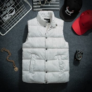 Mùa thu và mùa đông sọc vest nam thanh niên vest vest phiên bản Hàn Quốc đẹp trai xuống cotton ấm vest vest