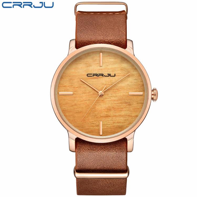 CRRJU Kajun Waterproof Quartz Movement Round Glass Mirror Belt Fashion Neutral Watch_voghion.com