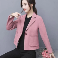 Mùa thu và mùa đông áo khoác len mới cho nữ phần ngắn Phiên bản Hàn Quốc của kích thước lớn dày nhỏ trang trí cơ thể phương Tây bên ngoài áo sơ mi cardigan - Áo khoác ngắn áo jacket nữ