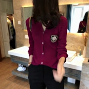 LS cửa hàng lễ kỷ niệm ~ Hàn Quốc tức giận! Phải nhập! 2018 mùa thu mới của phụ nữ dài tay áo đàn hồi V-Cổ ins knit cardigan coat