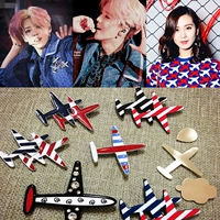 Бесплатная доставка Южная Корея Bigbang Gd Quan Zhilong Luhan Тот же алмазный полосатый двойной маленький набор брошей самолетов