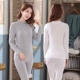 Qiu Yi Qiu Bà Modal Slim Đầm bộ đồ lót nhiệt mỏng Set mùa thu đông trung cổ áo len cotton - Phù hợp với nóng lên