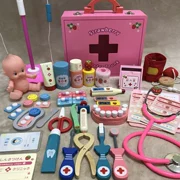 Trẻ em mô phỏng bệnh viện đồ chơi cô bé chơi nhà bác sĩ y tá công cụ tiêm thuốc hộp gỗ đặt