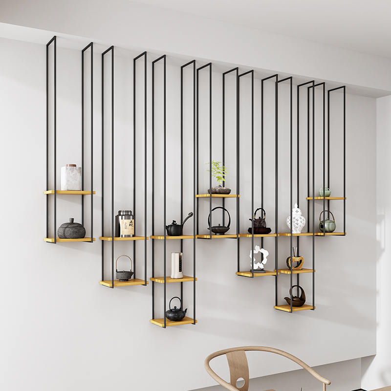 trang trí sách Tùy chỉnh 
            nền phòng trà kiểu Trung Quốc mới nhiều lớp móc áo cát tím nồi ấm trà giá trưng bày vách ngăn kệ trang trí bộ ấm trà kệ trưng bày cà phê kệ trưng bày camera