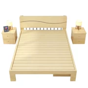 Giường gỗ nguyên khối 1,8 m kinh tế đơn giản 1,5m đôi đơn giản hiện đại cho thuê giường thông 1,2 m giường đơn - Giường