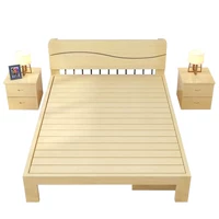 Giường gỗ nguyên khối 1,8 m kinh tế đơn giản 1,5m đôi đơn giản hiện đại cho thuê giường thông 1,2 m giường đơn - Giường giường ngủ gỗ óc chó