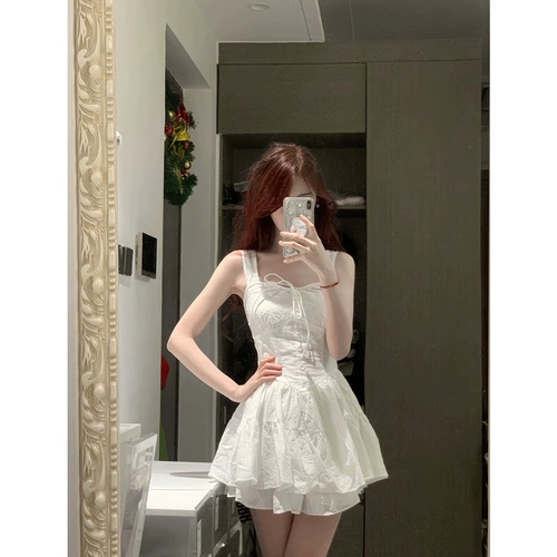 Майка, летнее платье, приталенный милый корсет, юбка с бантиком, А-силуэт, юбка-пачка