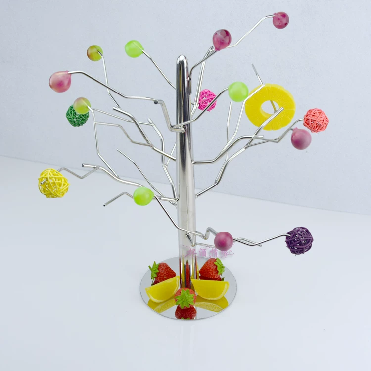 Featured Pacted Personalized Bar KTV Buffet Water Fruit Disc Stainless Steel Fruit Tree S supporting Christmas tree fruit fork