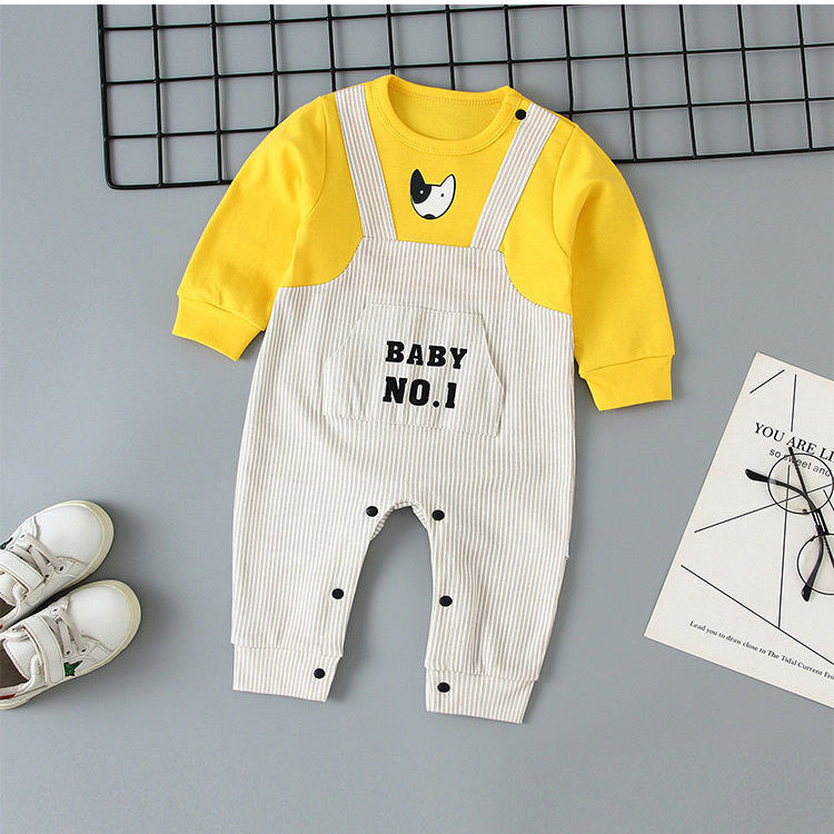 Two Yellow Spotted Dogsbaby one-piece garment pure cotton summer newborn Long sleeve men and women baby Cartoon Ha Yi spring and autumn child clothes Climbing suit