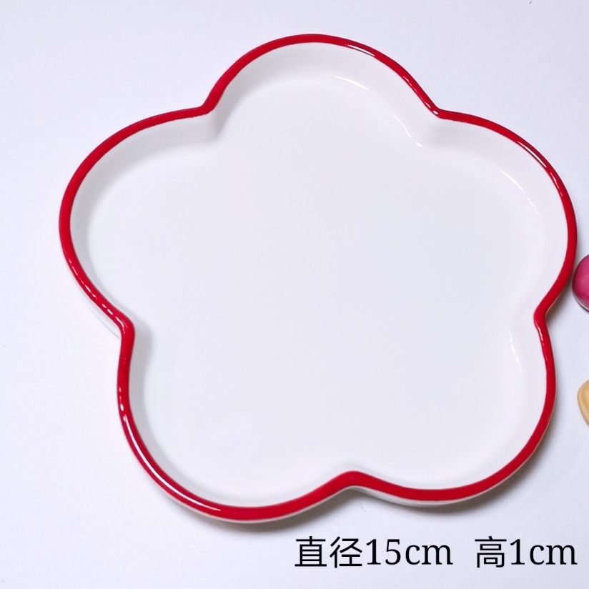 Flower Tray 15CmWatercolor Palette ceramics Oil Painting Traditional Chinese painting Painting pigment white Porcelain rectangle Three grid disc rose Palette