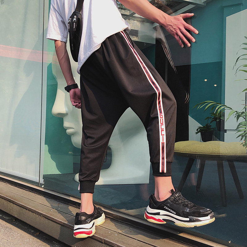 哈伦裤男夏季九分大裆裤子宽松嘻哈胖子加肥加大吊裆垮裤k106-p45